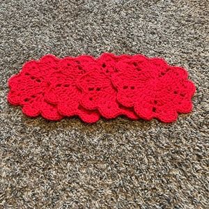 Handmade crochet heart shaped coasters